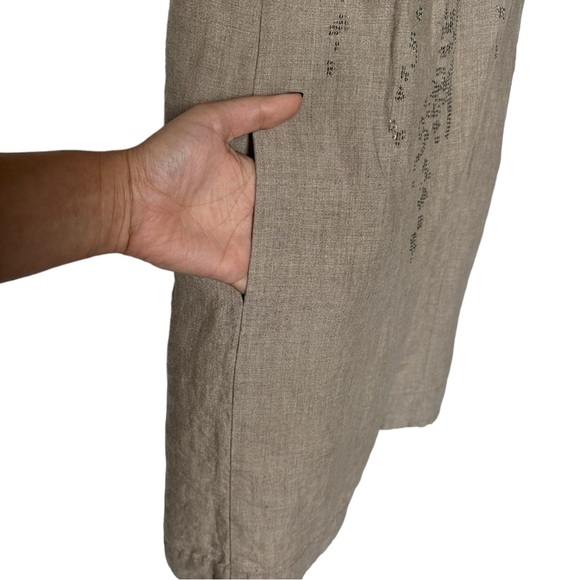 Eileen Fisher 100% Organic Linen Sequins Dress with pockets - Picture 5 of 5